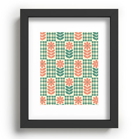 Jenean Morrison Gingham Floral Green Recessed Framing Rectangle
