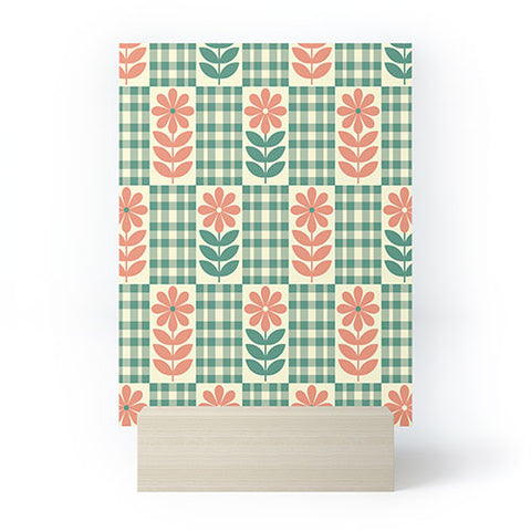 Jenean Morrison Gingham Floral Green Mini Art Print