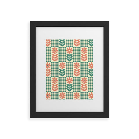 Jenean Morrison Gingham Floral Green Framed Art Print