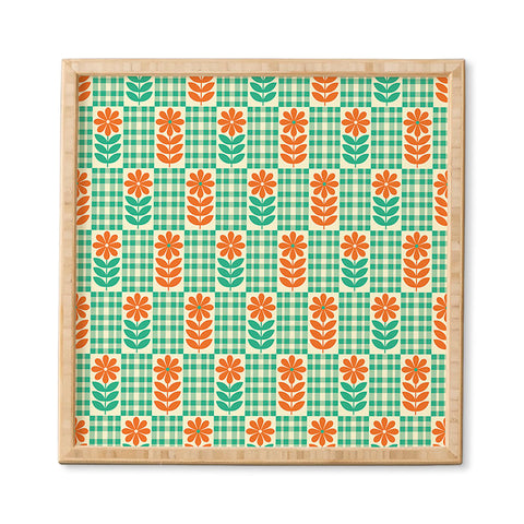 Jenean Morrison Gingham Floral Mint Framed Wall Art