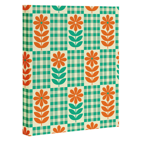 Jenean Morrison Gingham Floral Mint Art Canvas