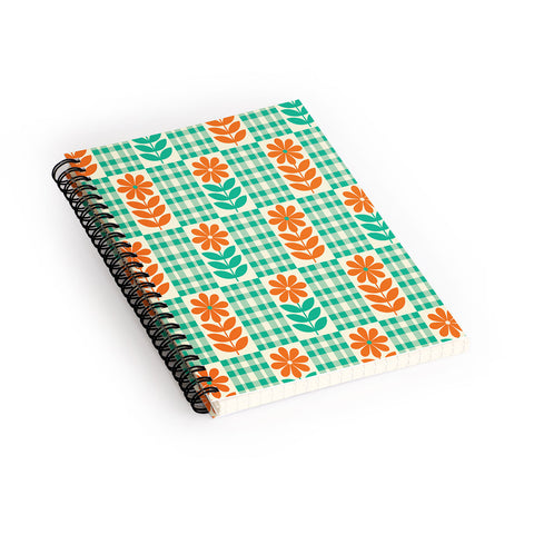 Jenean Morrison Gingham Floral Mint Spiral Notebook