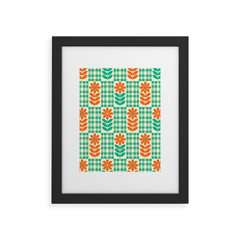 Jenean Morrison Gingham Floral Mint Framed Art Print