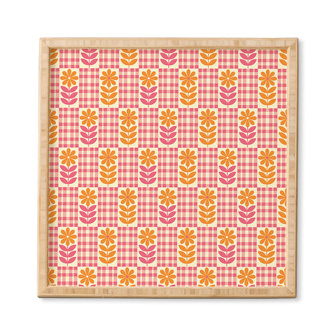 Jenean Morrison Gingham Floral Raspberry Framed Wall Art