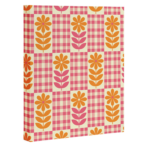 Jenean Morrison Gingham Floral Raspberry Art Canvas