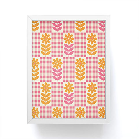 Jenean Morrison Gingham Floral Raspberry Framed Mini Art Print