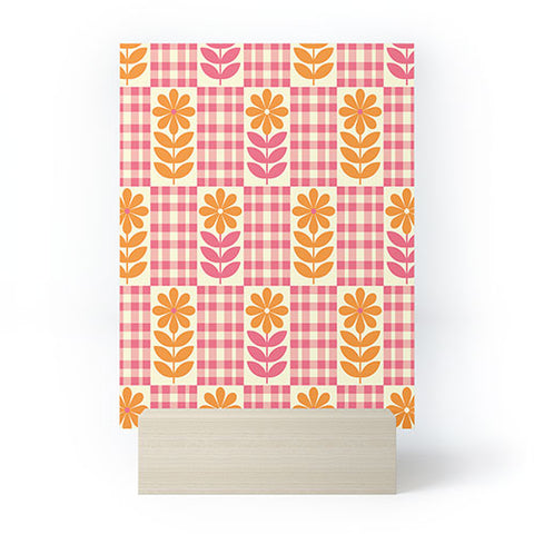 Jenean Morrison Gingham Floral Raspberry Mini Art Print
