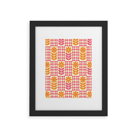 Jenean Morrison Gingham Floral Raspberry Framed Art Print
