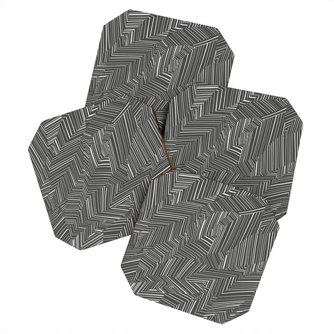 Jenean Morrison Line Break Dark Gray Coaster Set