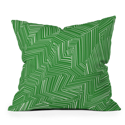 Jenean Morrison Line Break Green Outdoor Throw Pillow