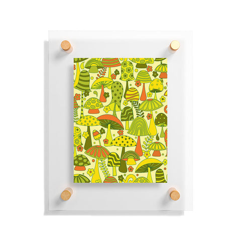 Jenean Morrison Many Mushrooms Green Floating Acrylic Print