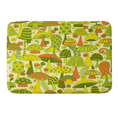 Jenean Morrison Many Mushrooms Green Memory Foam Bath Mat