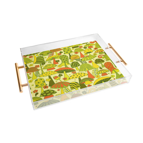 Jenean Morrison Many Mushrooms Green Acrylic Tray
