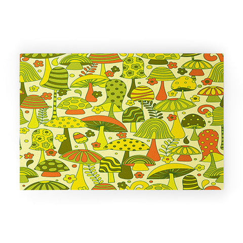 Jenean Morrison Many Mushrooms Green Welcome Mat