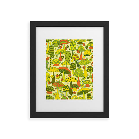 Jenean Morrison Many Mushrooms Green Framed Art Print
