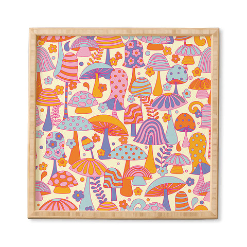 Jenean Morrison Many Mushrooms Lilac Framed Wall Art