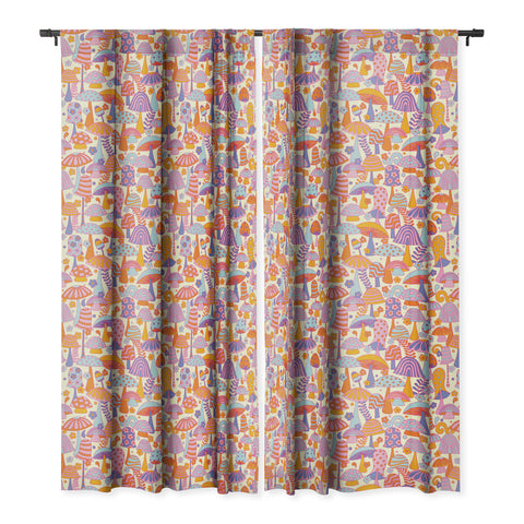 Jenean Morrison Many Mushrooms Lilac Blackout Window Curtain