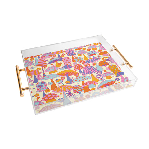 Jenean Morrison Many Mushrooms Lilac Acrylic Tray