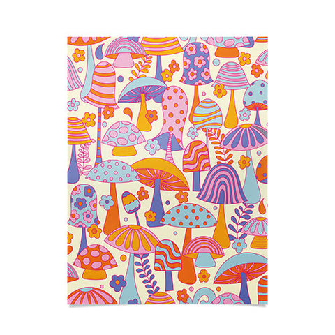 Jenean Morrison Many Mushrooms Lilac Poster
