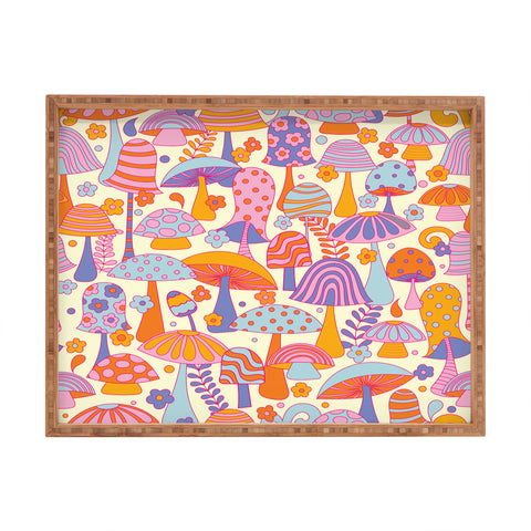 Jenean Morrison Many Mushrooms Lilac Rectangular Tray