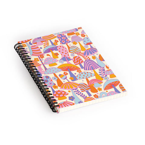 Jenean Morrison Many Mushrooms Lilac Spiral Notebook