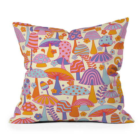 Jenean Morrison Many Mushrooms Lilac Throw Pillow