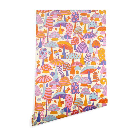 Jenean Morrison Many Mushrooms Lilac Wallpaper