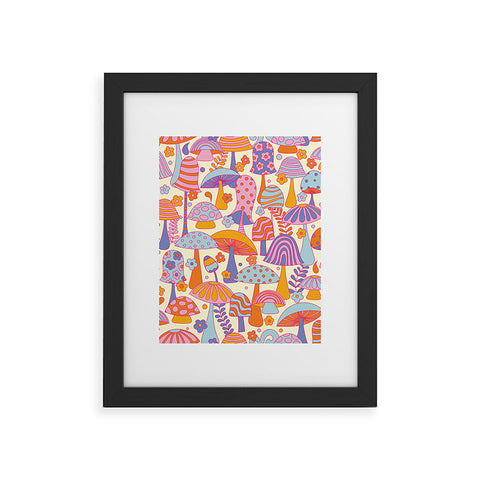 Jenean Morrison Many Mushrooms Lilac Framed Art Print