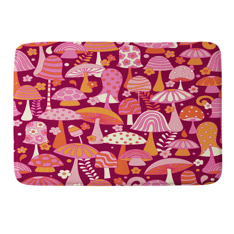 Jenean Morrison Many Mushrooms Pink Memory Foam Bath Mat