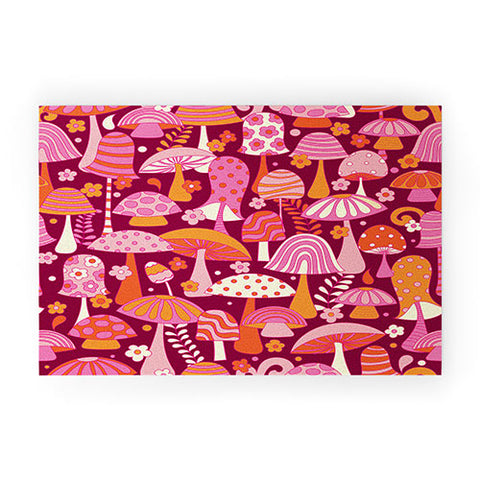 Jenean Morrison Many Mushrooms Pink Welcome Mat