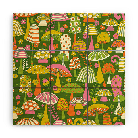 Jenean Morrison Many Mushrooms Wood Wall Mural