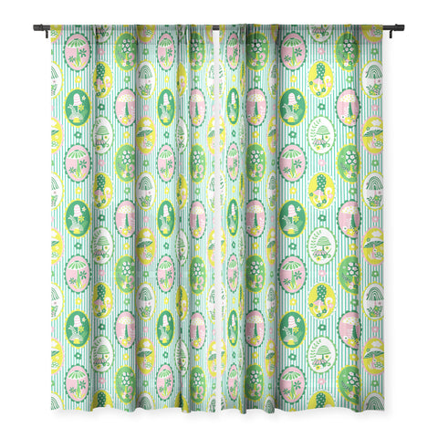 Jenean Morrison Mushroom Family Portraits Sheer Window Curtain
