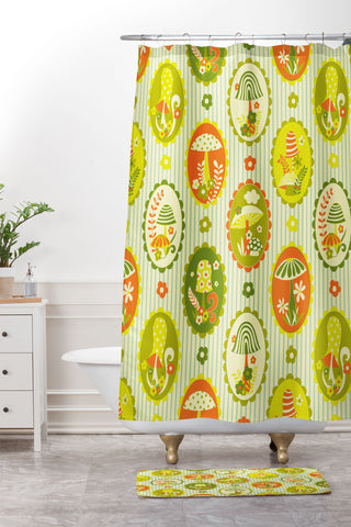 Jenean Morrison Mushroom Family Portraits II Shower Curtain And Mat