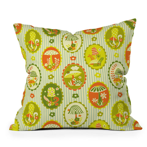 Jenean Morrison Mushroom Family Portraits II Throw Pillow
