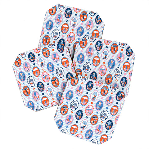 Jenean Morrison Mushroom Family Portraits III Coaster Set