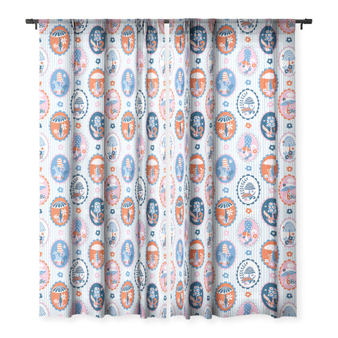 Jenean Morrison Mushroom Family Portraits III Sheer Window Curtain
