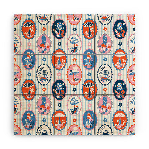 Jenean Morrison Mushroom Family Portraits III Wood Wall Mural