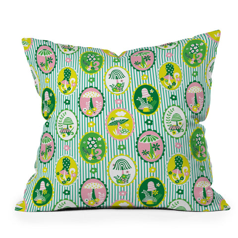 Jenean Morrison Mushroom Family Portraits Outdoor Throw Pillow