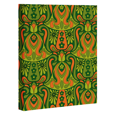 Jenean Morrison Mushroom Lamp Green and Orange Art Canvas