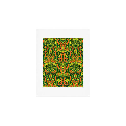 Jenean Morrison Mushroom Lamp Green and Orange Art Print