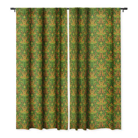 Jenean Morrison Mushroom Lamp Green and Orange Blackout Window Curtain