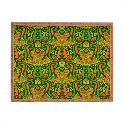 Jenean Morrison Mushroom Lamp Green and Orange Rectangular Tray