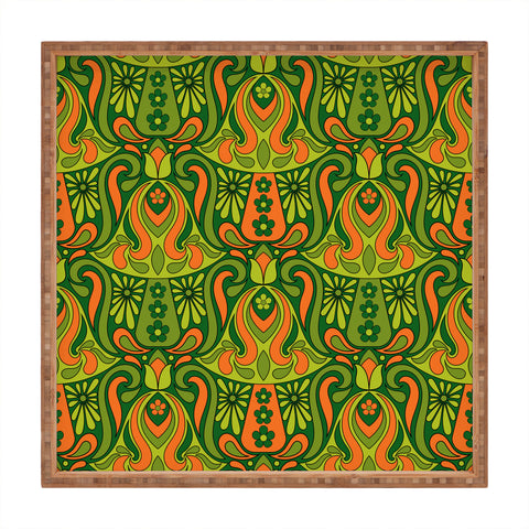 Jenean Morrison Mushroom Lamp Green and Orange Square Tray