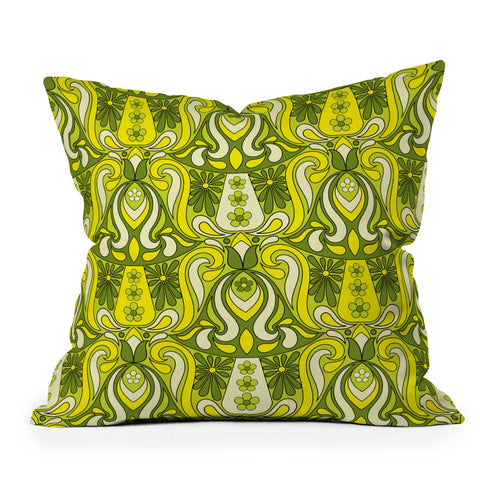 Jenean Morrison Mushroom Lamp Lemon Lime Throw Pillow