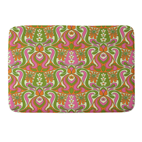 Jenean Morrison Mushroom Lamp Pink and Orange Memory Foam Bath Mat