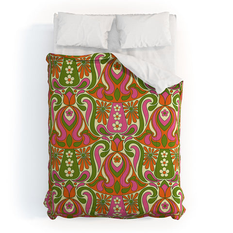 Jenean Morrison Mushroom Lamp Pink and Orange Comforter