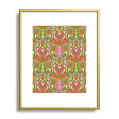 Jenean Morrison Mushroom Lamp Pink and Orange Metal Framed Art Print