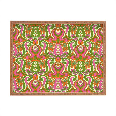 Jenean Morrison Mushroom Lamp Pink and Orange Rectangular Tray