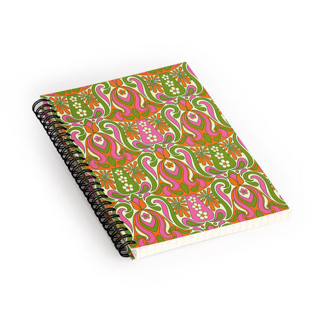 Jenean Morrison Mushroom Lamp Pink and Orange Spiral Notebook