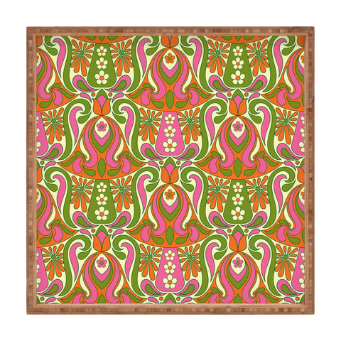 Jenean Morrison Mushroom Lamp Pink and Orange Square Tray